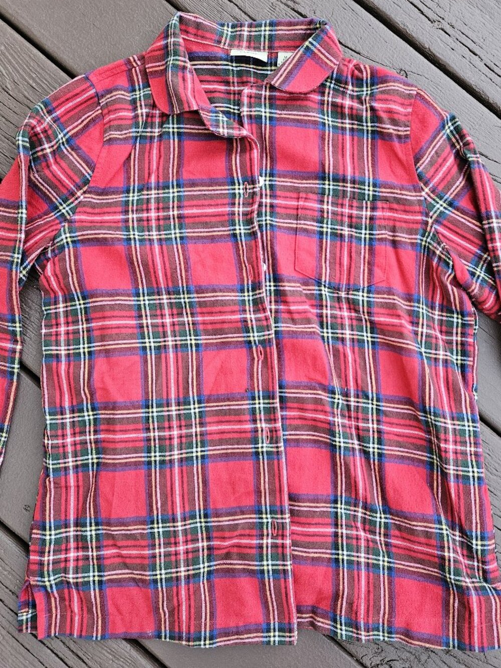 Vintage L.L. Bean Men's Red Flannel Long-Sleeve Shirt - Size Medium M